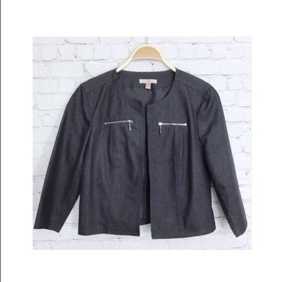 ROZ & ALI | MOTO DARK DENIM BLAZER / JEAN JACKET - Picture 1 of 8